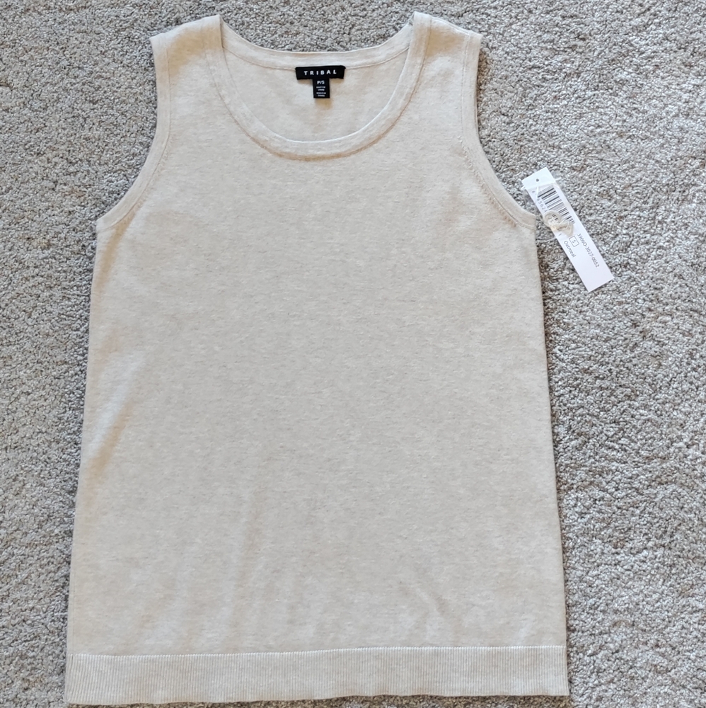 NWT Tribal oatmeal sleeveless sweater. Great Tribal quality.